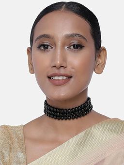 I Jewels - Gold Plated Handcrafted 3 Layer Light Weighted Pearl Choker Necklace (ML251B)