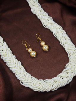 I Jewels - Designer Twisted Beads Long Necklace Jewellery Set (ML253W)