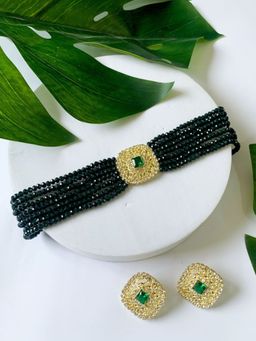 I Jewels - Gold Plated Traditional Kundan Pearl Choker Necklace Jewellery Set for Women (ML327G)