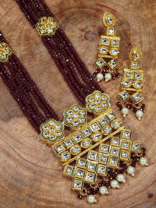 Buy I Jewels Gold Plated Intricately Uncut Polki Kundan Brass