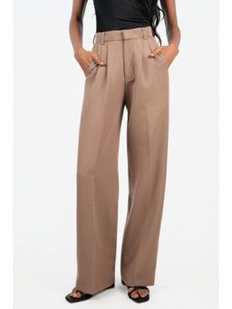 COLOR CAPITAL - Womens Beige Pleated Trouser