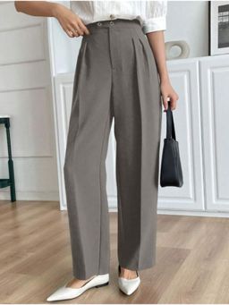BROADSTAR - Womens Grey Straight Fit Tailored Korean Pant