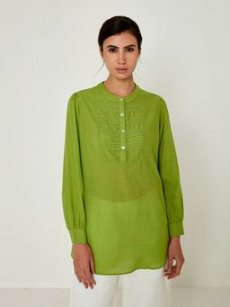 Ancestry - Green Solid Straight Tunic