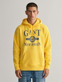GANT - Men Yellow Graphic Retro Crest Hoodie Sweatshirt