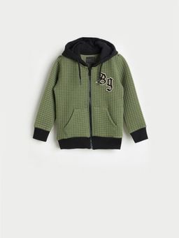 Blue Giraffe - Boys Regular Fit Green Hoodie Jacket