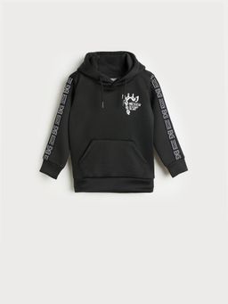 Blue Giraffe - Boys Black Regular Fit Black Logo Hoodie