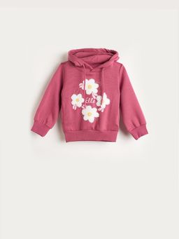 ELLE - Girls Regular Fit Pink Floral Hoodie