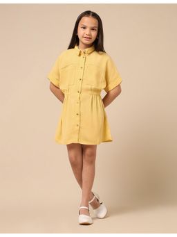 U.S. POLO ASSN. - Girls Yellow Solid Shirt Dress