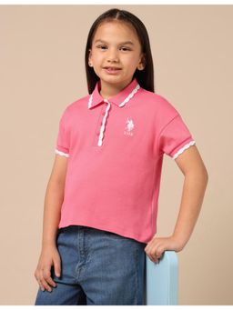 U.S. POLO ASSN. - Girls Pink Solid Boxy Fit Top