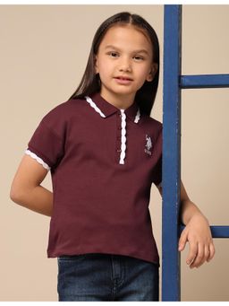 U.S. POLO ASSN. - Girls Red Solid Boxy Fit Top