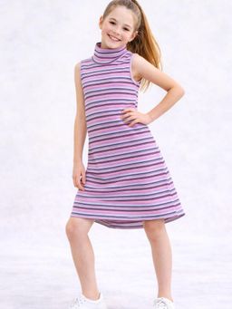 TotzTouch - Girls Purple Striped Stylish Bodycon Dress