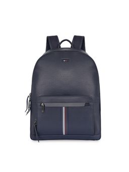 Tommy Hilfiger - Unisex Newland Pebbled Leather Laptop Backpack - Navy Blue