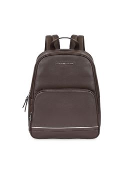 Tommy Hilfiger - Unisex Petersburg Pebbled Leather Laptop Backpack - Brown