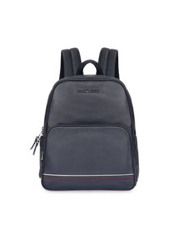 Tommy Hilfiger - Unisex Petersburg Pebbled Leather Laptop Backpack - Navy Blue