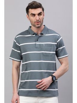 Classic Polo - Men Grey Stripes Polo T-Shirt