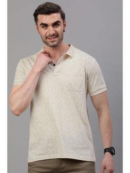 Classic Polo - Men Beige Printed Polo T-Shirt