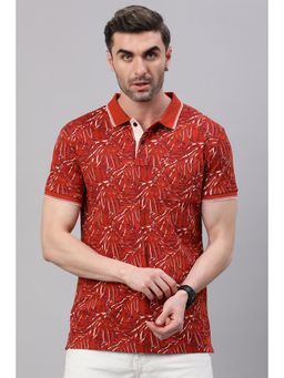 Classic Polo - Men Rust Printed Polo T-Shirt