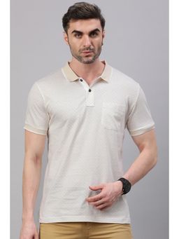 Classic Polo - Men Beige Printed Polo T-Shirt