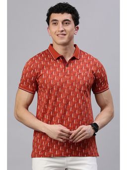 Classic Polo - Men Rust Printed Polo T-Shirt