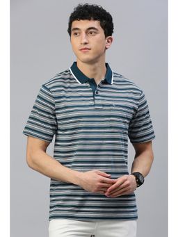 Classic Polo - Men Teal Stripes Polo T-Shirt