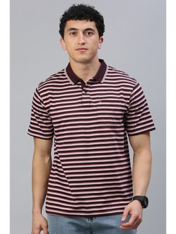 Classic Polo - Men Maroon Stripes Polo T-Shirt