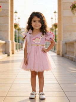 Fayon Kids - Pink Glitter Net Lilac Dress for Girls
