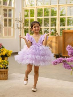 Fayon Kids - Lilac Star Net Layered Dress