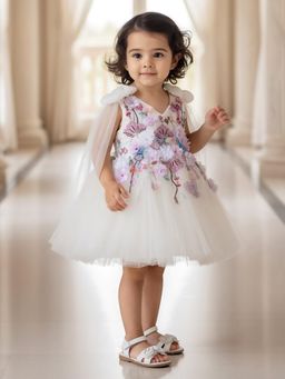 Fayon Kids - Off white Embroidered Dress