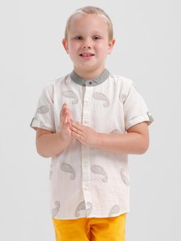 Kate & Oscar - Boys Short Sleeve Shirt with Contrast Band Collar