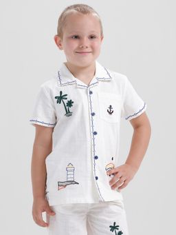 Kate & Oscar - Boys Shirt with Multi Embroidery and Decorative Stitch