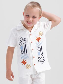 Kate & Oscar - Boys Shirt with Embroidery on Front Panels