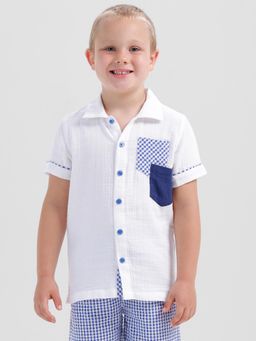 Kate & Oscar - Boys Short Sleeve Shirt with Double Pocket