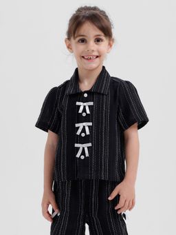 Kate & Oscar - Girls Striped Shirt with Bow Trim