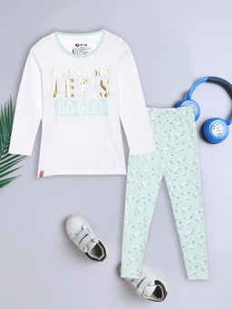 3PIN - Boys White Printed T-Shirt with Pant