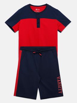 3PIN - Boys Red Colorblock T-Shirt with Shorts