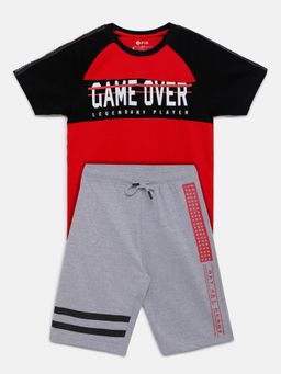 3PIN - Boys Red Colorblock T-Shirt with Shorts