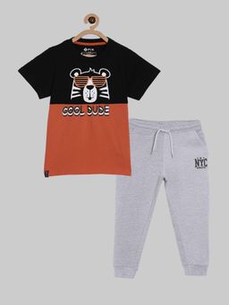 3PIN - Boys Rust Colorblock T-Shirt with Joggers