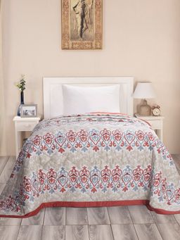 Maspar - Hues Nouveau Tradition Kaleen Global 100 GSM Cotton Red Quilted Single Quilt