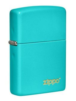 Zippo - Classic Flat Turquoise Logo Windproof Pocket Lighter