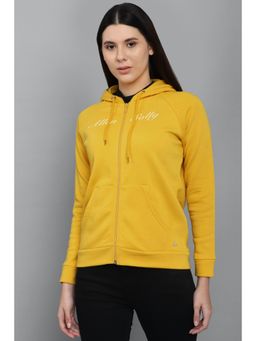 Allen Solly - Women Yellow Solid Hooded Neck Sweatshirt