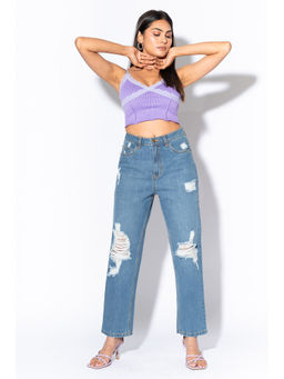 FREAKINS - Blue Vintage Distressed Mom Jeans