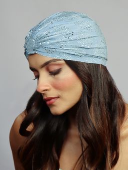 Hair Drama Co. - Blue Turban - Silver Crystals
