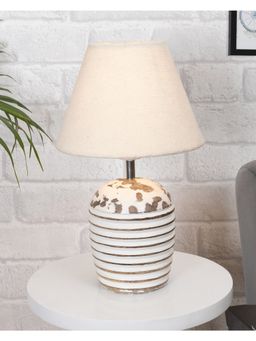 Homesake - Table Lamp Wooden Ribbed Basket White Jute