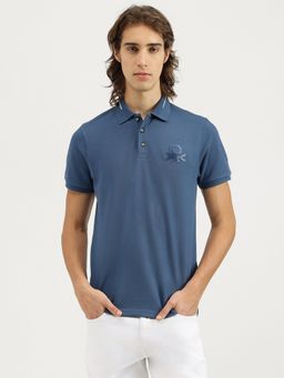 United Colors of Benetton - Men Blue Cotton Blend Polo T-Shirt
