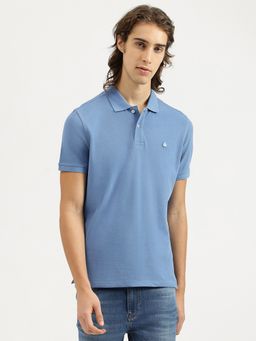 United Colors of Benetton - Men Blue Pure Cotton Polo T-Shirt