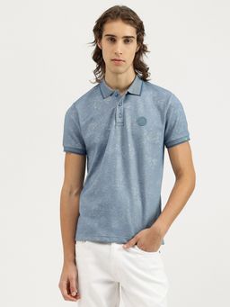 United Colors of Benetton - Men Blue Polycotton Polo T-Shirt