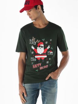 Jack & Jones - Men Green Cotton T-Shirt