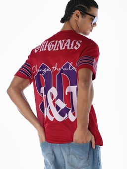 Jack & Jones - Men Red Cotton Blend T-Shirt