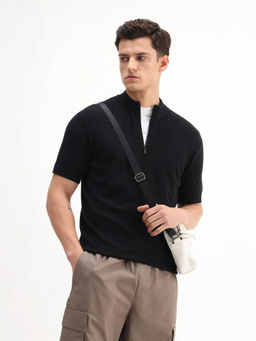 Rare Rabbit - Men Black Viscose T-Shirt