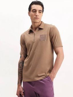 Rare Rabbit - Men Beige Cotton Blend Polo T-Shirt